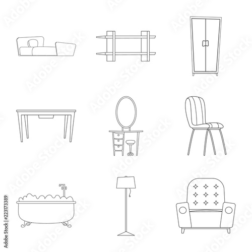 Isolated object of furniture and apartment logo. Set of furniture and home vector icon for stock.
