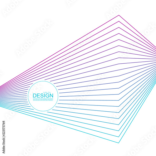 Abstract background with gradient color refracted lines. Futuristic hipster vector illustration.