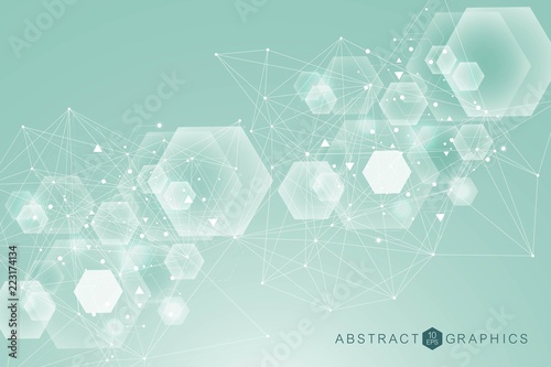 Science network pattern, connecting lines and dots. Global network connection vector