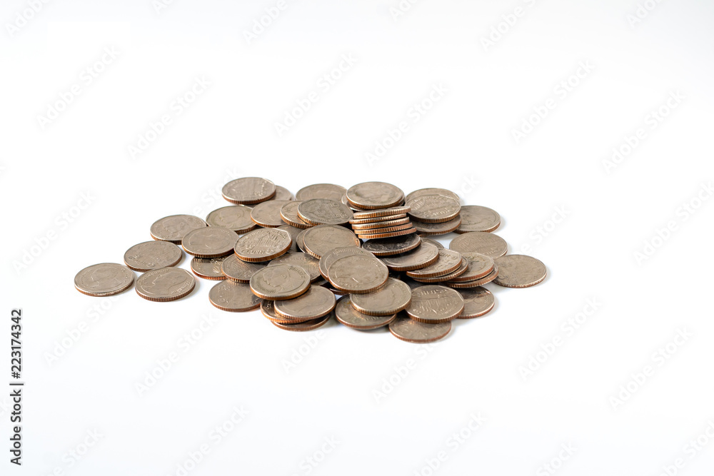 Pile of coin on white background. Pile of coin on white background.