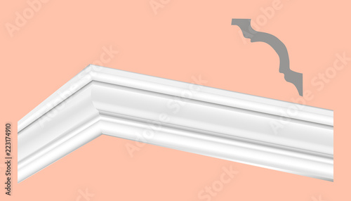 Skirting plastic white ceiling with drawings realistic vector