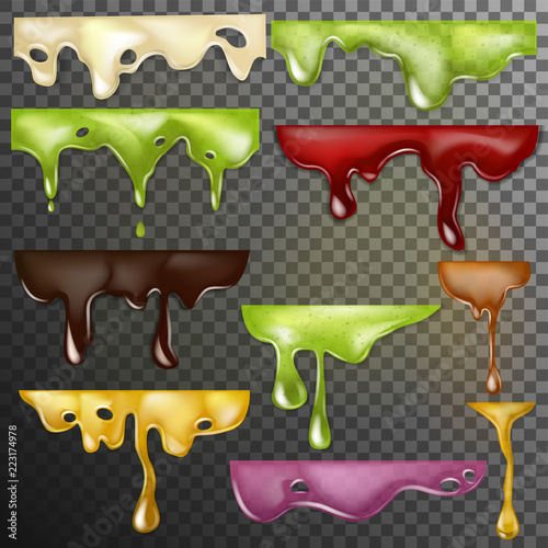 Dripping drops vector dripped liquid and dropping splash illustration set of ...