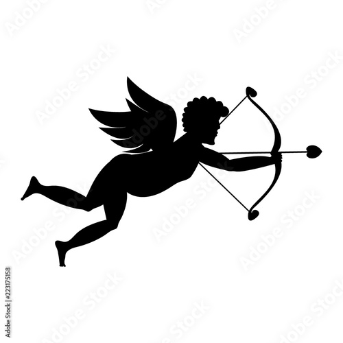 Cupid shooting silhouette photo