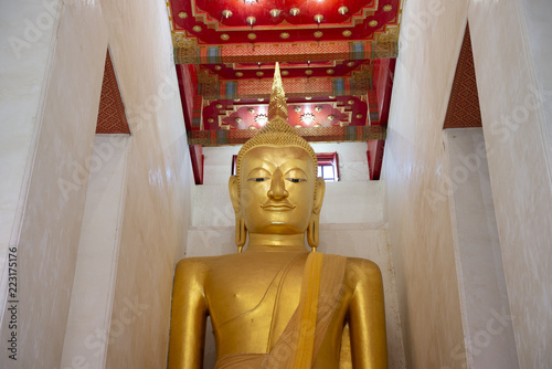 Big buddha statue inside Wat Palelai in Suphanburi, Thailand. photo