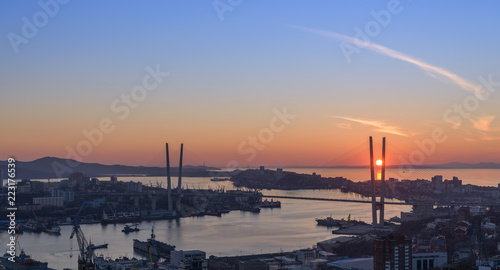 Vladivostok cityscape, sunset view. © Vladimir Arndt