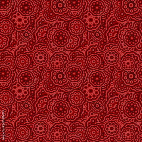 MAroon abstract seamless stylized flower pattern - vector floral wallpaper graphic