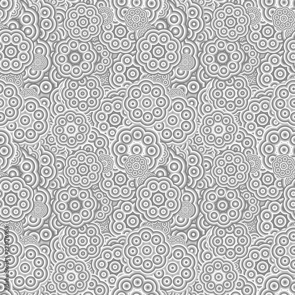 Grey seamless abstract geometrical flower wallpaper - floral vector background design