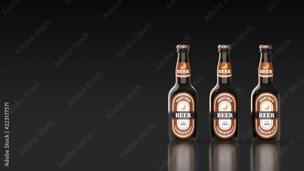 ビール瓶 3本 黒背景 右 Stock イラスト Adobe Stock