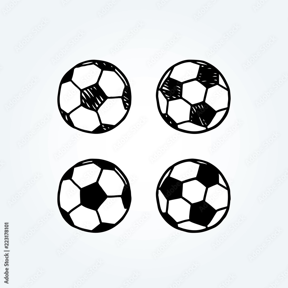 Hand drawn vector illustration of soccer ball.doodle