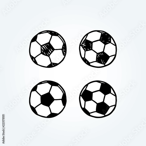 Hand drawn vector illustration of soccer ball.doodle