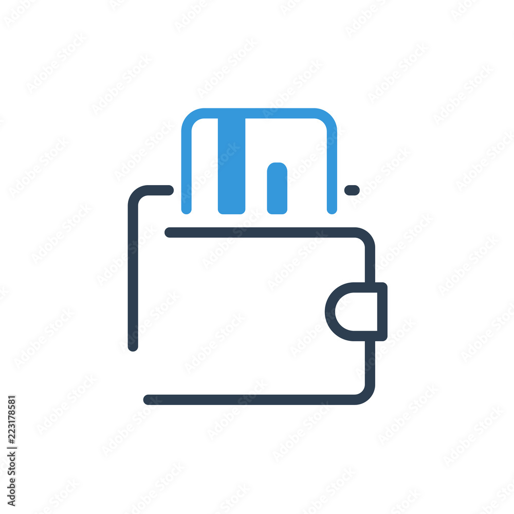Line art. Card wallet icon illustration vector symbol Line art. Card wallet icon illustration vector symbol