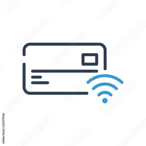 Line art. credit card contactless icon