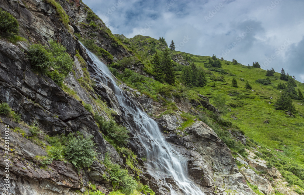 Romania Karpaty waterfall on the Transfogaraska route