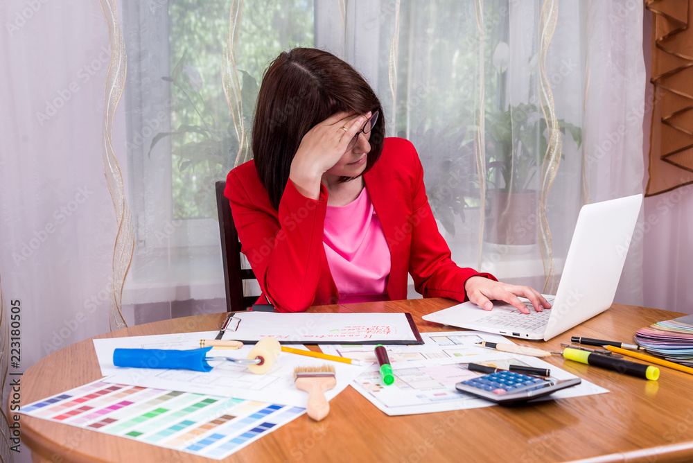 Designer thinking about development of new project Designer thinking about development of new project