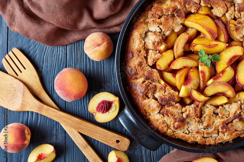 Delicious and mildly sweet Peach cobbler photo