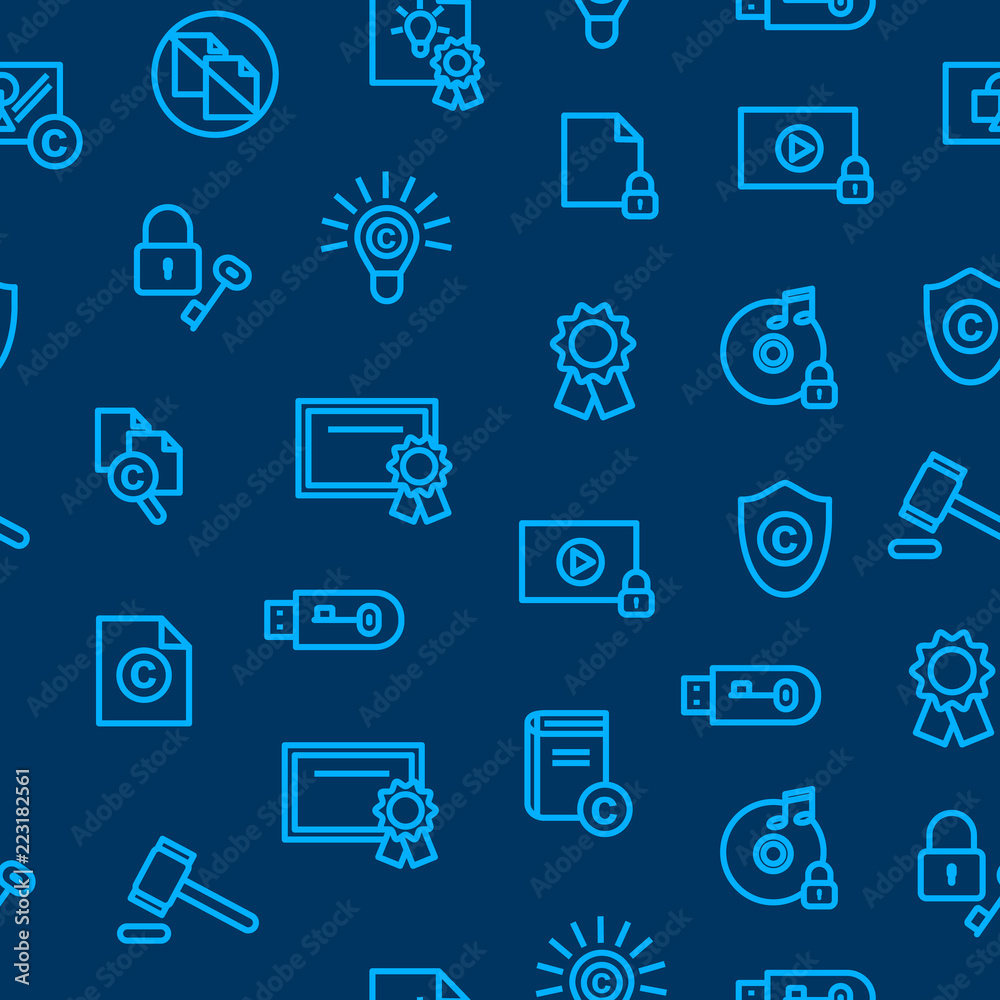 Copyright Signs Thin Line Seamless Pattern Background. Vector Copyright Signs Thin Line Seamless Pattern Background. Vector