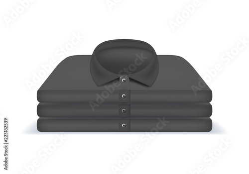 Realistic Detailed 3d Clothing Piles Shirt Stack. Vector