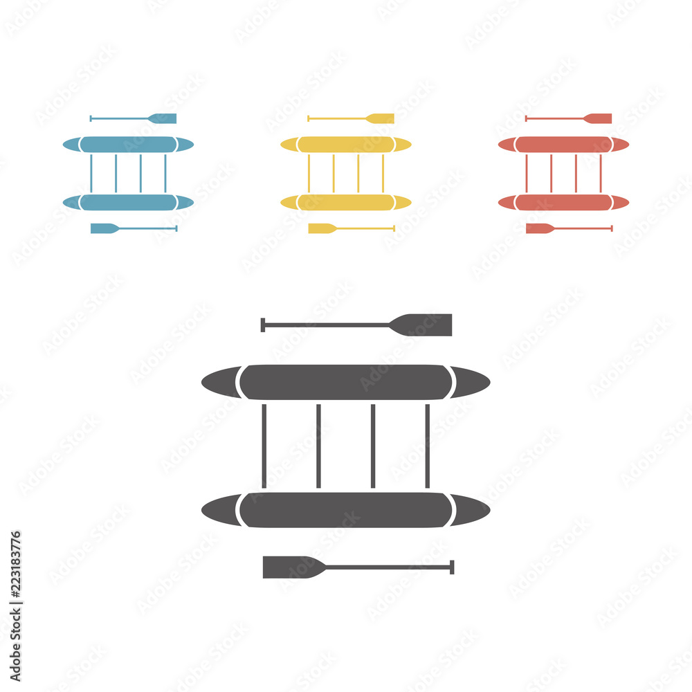 Rafting catamaran flat icon. Vector signs for web graphics