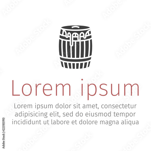 Wooden barrel with honey. Vector icon.