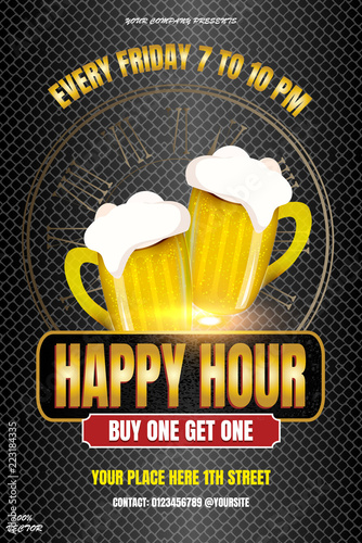 Happy hour invitation poster template