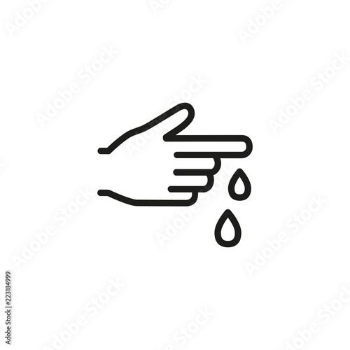 Blood test line icon. Hand, finger, droplet. Health care concept. Can be used for topics like medicine, analysis, medical inspection, diabetes