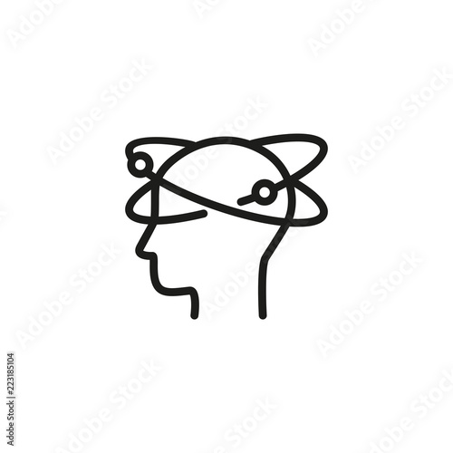 Dizziness line icon. Head, profile, orbits. Health care concept. Can be used for topics like brain disease, vertigo, symptoms