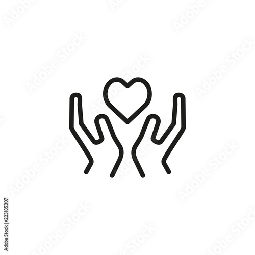 Heart disease prevention line icon. Hand holding heart. Healthcare concept. Can be used for topics like medicine, charity, wellbeing, medical inspection