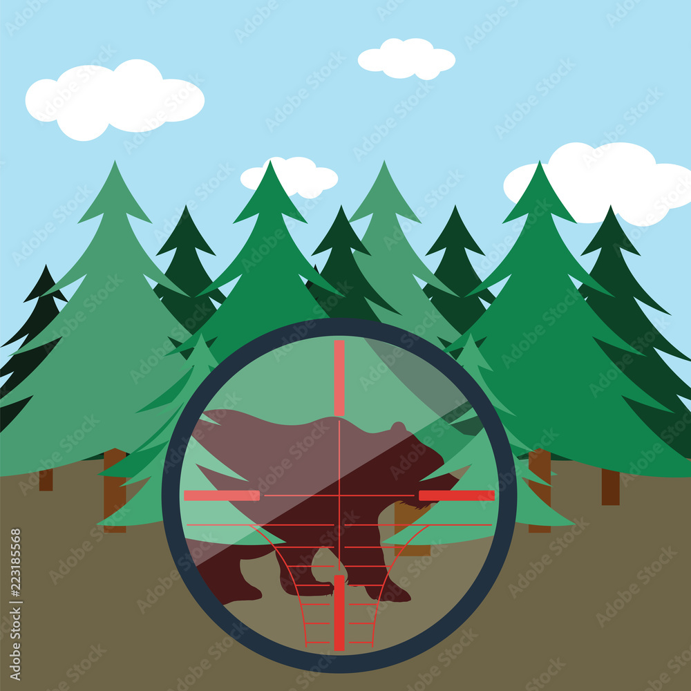 Obraz premium Hunting in fir forest