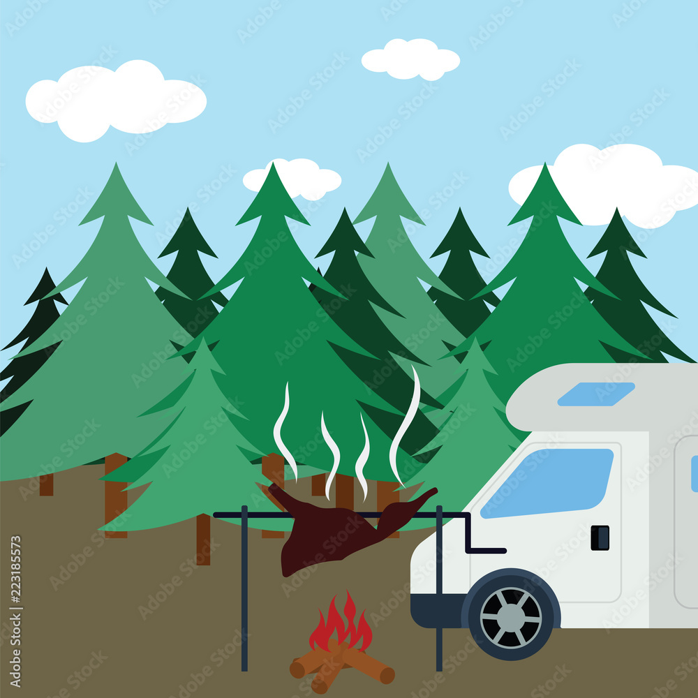 Obraz premium Hunting in fir forest