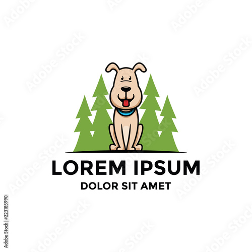 Happy Smiling Face Dog Sit and Play Outdoor