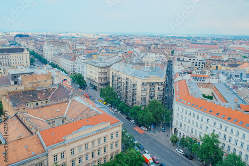 Top View at Budapest, old Hungarian Houses