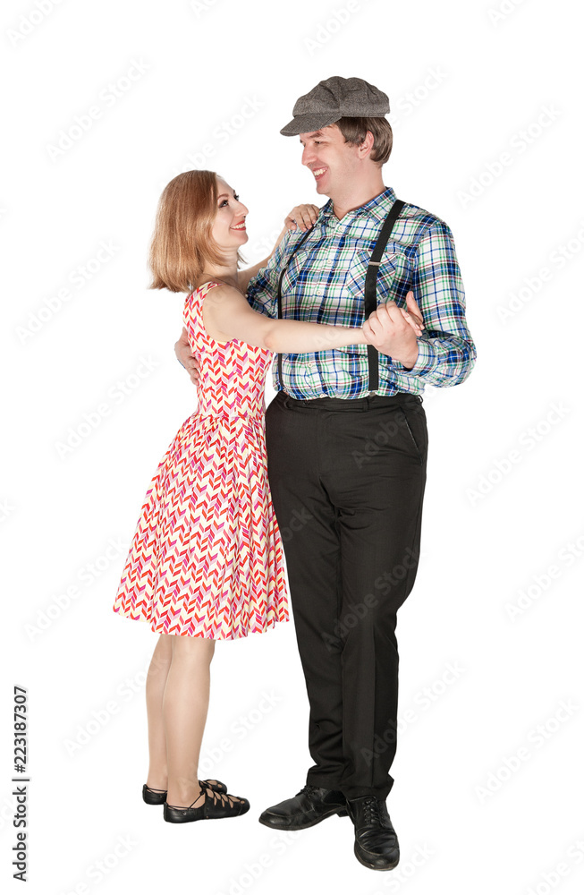 Beautiful couple dancing country dance isolated Beautiful couple dancing country dance isolated