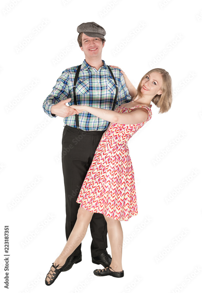 Beautiful couple dancing country dance isolated Beautiful couple dancing country dance isolated
