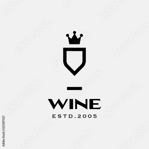 Wine Logo. Premium Wine Company Logo. Glass of Wine Luxury Symbol. Vector Illustration.