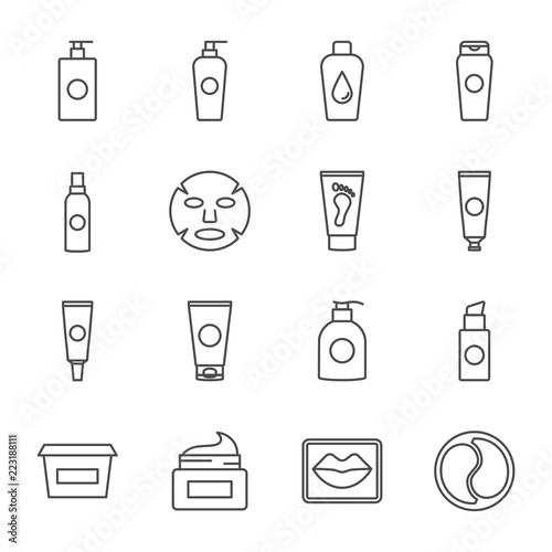 Care cosmetics care vector icons set