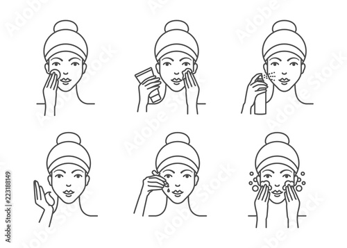 Skin care, facial cleaning procedures