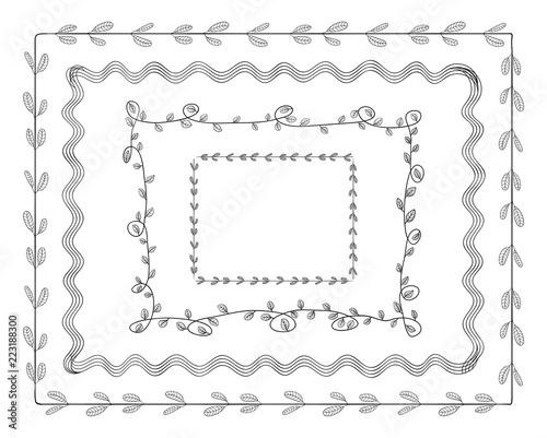 Vector Doodle Frames Set Isolated on White Background, Cute Illustration Tamplate, Borders.