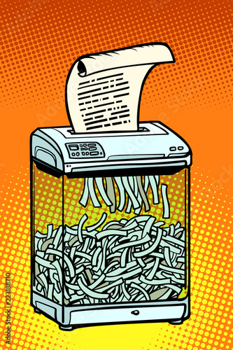 paper shredder, office appliance. secret information