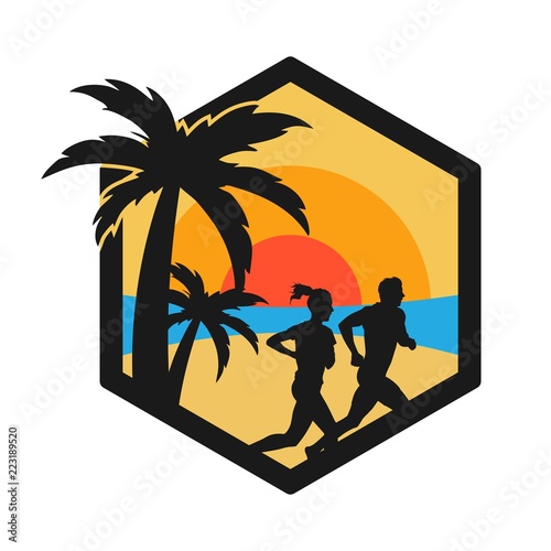 sporty running club logo design
