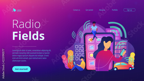 Radio fields influence concept vector illustration.