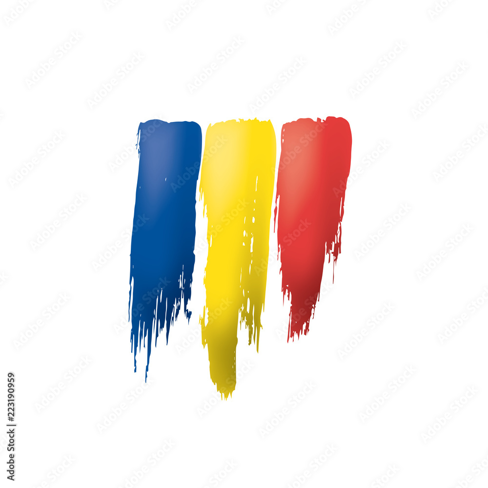 Fototapeta premium Romania flag, vector illustration on a white background.
