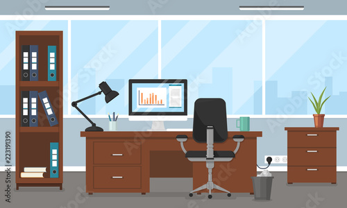 Vector corporate workspace illustration