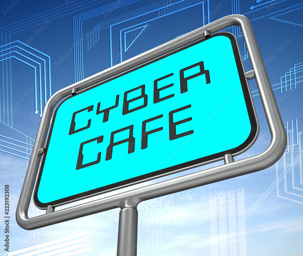 Cyber Cafe Free Internet Hotspot 3d Illustration