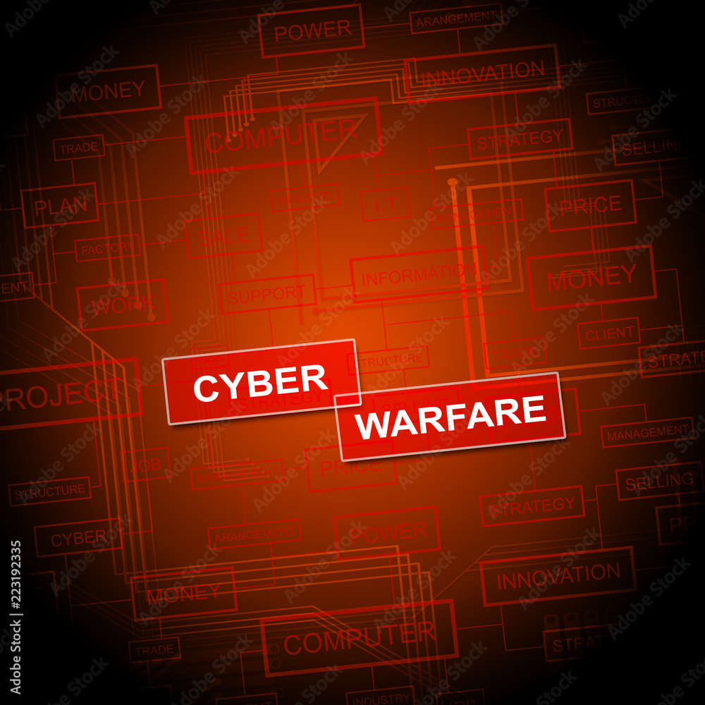 Fotografie Cyber Warfare Hacking Attack Threat 2d Illustration