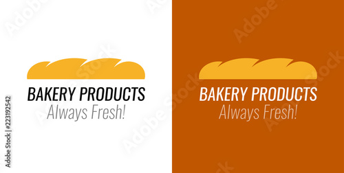 Logo with Loaf bread for Bakery Products Shop - Vector Emblem on white and dark background