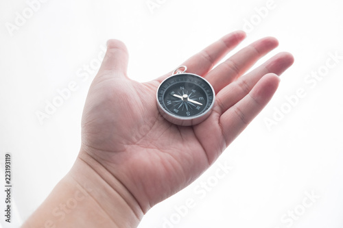 Hand with compass.