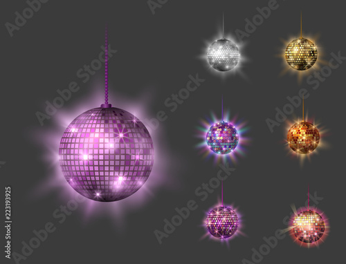 Disco ball discotheque music party night club dance equipment vector illustration.
