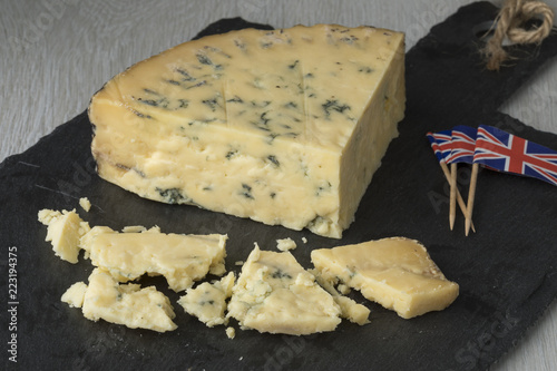  Old mature wedge of blue Stilton cheese