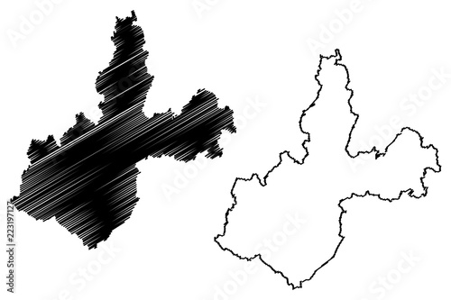 Irkutsk Oblast (Russia, Subjects of the Russian Federation, Oblasts of Russia) map vector illustration, scribble sketch Irkutsk Oblast map