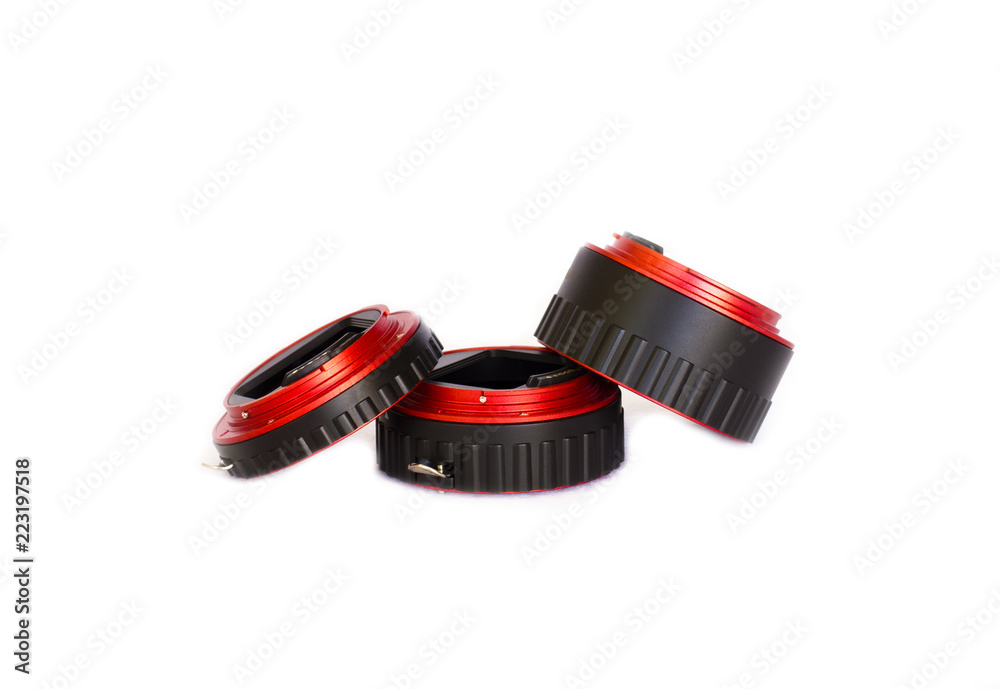 Macro rings for the lens on the camera. Isolated Macro rings for the lens on the camera. Isolated